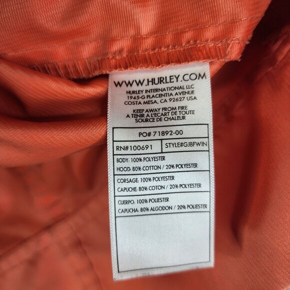 Womens Hurley Double Breasted Coral Jacket w/ Removable Gray Hood Button Front S - Picture 7 of 14